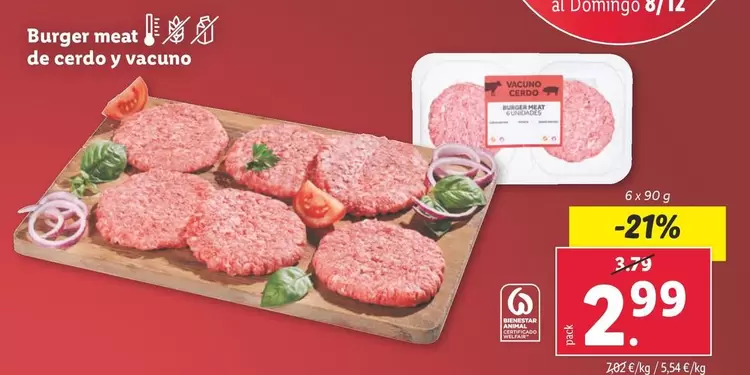 Oferta de Domingo - Burger Meat De Cerdo Y Vacuno por 2,99€ en Lidl