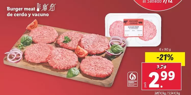 Oferta de Burger Meat De Cerdo Y Vacuno por 2,99€ en Lidl