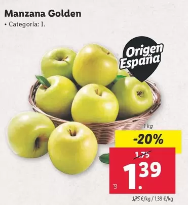 Oferta de Origen - Manzana Golden por 1,39€ en Lidl