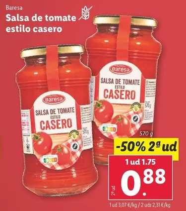 Oferta de Baresa - Salsa De Tomate Estilo Casero por 1,75€ en Lidl