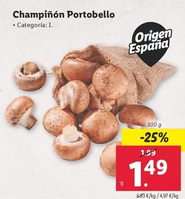 Oferta de Origen - Champiñón Portobello por 1,49€ en Lidl