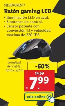 Oferta de SilverCrest - Raton Gaming Led por 7,99€ en Lidl