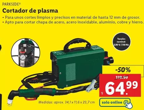 Oferta de Cortador De Plasma por 64,99€ en Lidl