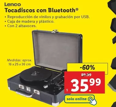 Oferta de Lenco - Tocadiscos Con Bluetooth por 35,99€ en Lidl