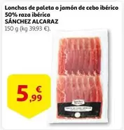 Oferta de Sánchez Alcaraz - Lonchas De Paleta O Jamón De Cebo Ibérico 50% Raza Ibérica por 5,99€ en Alcampo