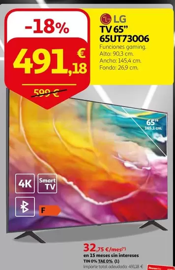 Oferta de LG - Tv 65" 65UT73006 por 491,18€ en Alcampo