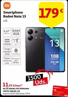 Oferta de Xiaomi - Smartphone Redmi Note 13 por 179€ en Alcampo