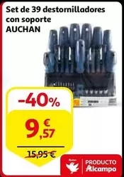 Oferta de Auchan - Set De 39 Destornilladores Con Soporte por 9,57€ en Alcampo