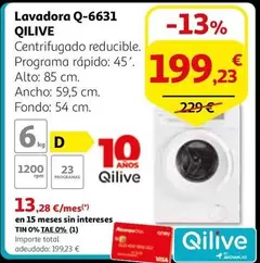 Oferta de Qilive - Lavadora Q-6631 QILIVE por 199,23€ en Alcampo