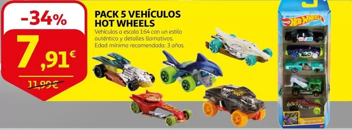 Oferta de Hot Wheels - Pack 5 Vehículos por 7,91€ en Alcampo