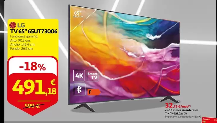 Oferta de LG - Tv 65" 65UT73006 por 491,18€ en Alcampo