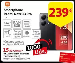 Oferta de Xiaomi - Smartphone Redmi Note 13 Pro por 239€ en Alcampo