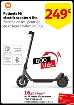 Oferta de Xiaomi - Patinete Mi Electric Scooter 4 Lite por 249€ en Alcampo