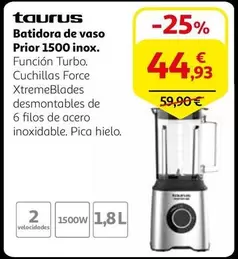 Oferta de Taurus - Batidora De Vaso Prior 1500 Inox por 44,93€ en Alcampo