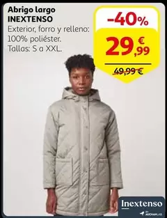 Oferta de Inextenso - Abrigo Largo por 29,99€ en Alcampo