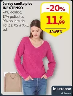 Oferta de Inextenso - Jersey Cuello Pico por 11,99€ en Alcampo