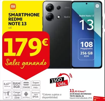 Oferta de Xiaomi - Smartphone Redmi Note 13 por 179€ en Alcampo