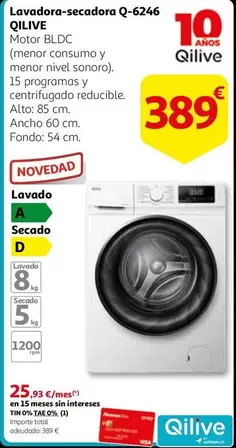 Oferta de Qilive - Lavadora-secadora Q-6246 por 389€ en Alcampo