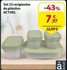 Oferta de Actuel - Set 13 Recipientes De Plástico por 7,97€ en Alcampo