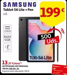 Oferta de Samsung - Tablet S6 Lite + Pen por 199€ en Alcampo