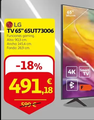 Oferta de LG - TV 65" 65UT73006 por 491,18€ en Alcampo