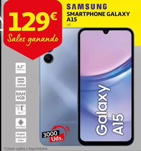 Oferta de Samsung - Smartphone Galaxy A15 por 129€ en Alcampo