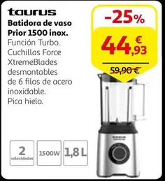 Oferta de Taurus - Batidora De Vaso Prior 1500 Inox por 44,93€ en Alcampo