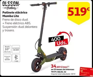 Oferta de ABS - Patinete Eléctrico Mamba Lite por 519€ en Alcampo