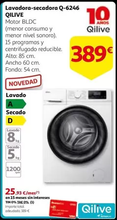 Oferta de Qilive - Lavadora-Secadora Q-6246 por 389€ en Alcampo