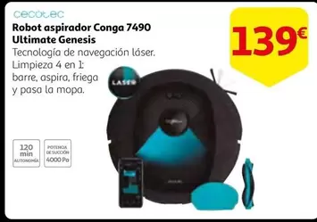 Oferta de Cecotec - Robot Aspirador Conga 7490 Ultimate Genesis por 139€ en Alcampo