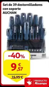 Oferta de Auchan - Set De 39 Destornilladores Con Soporte por 9,57€ en Alcampo