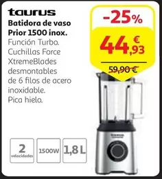 Oferta de Taurus - Batidora De Vaso Prior 1500 Inox por 44,93€ en Alcampo