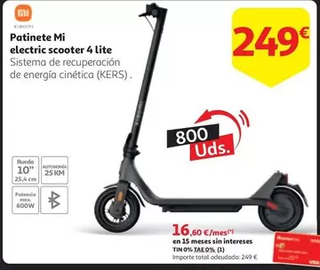 Oferta de Xiaomi - Patinete Mi Electric Scooter 4 Lite por 249€ en Alcampo