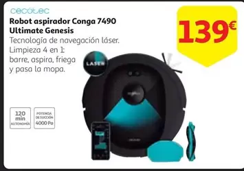 Oferta de Cecotec - Robot Aspirador Conga 7490 Ultimate Genesis por 139€ en Alcampo