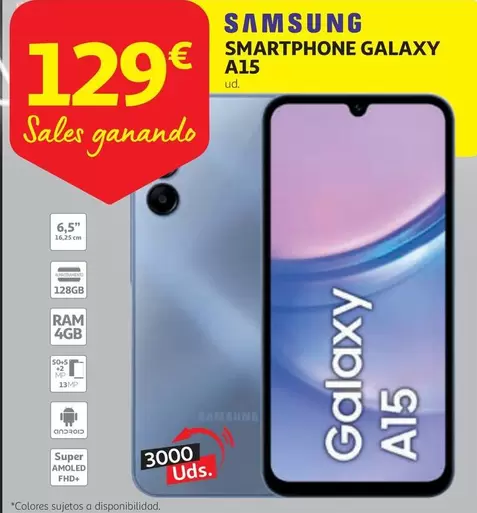 Oferta de Samsung - Smartphone Galaxy A15 por 129€ en Alcampo