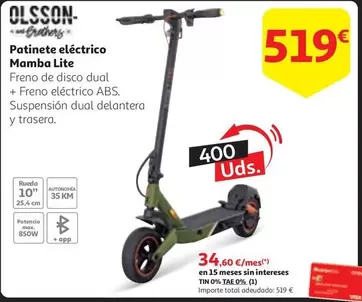 Oferta de ABS - Patinete Eléctrico Mamba Lite por 519€ en Alcampo