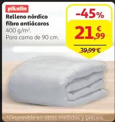 Oferta de Pikolin - Relleno Nordico Fibra Antiacaros por 21,99€ en Alcampo