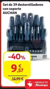 Oferta de Auchan - Set De 39 Destornilladores Con Soporte por 9,57€ en Alcampo