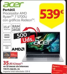 Oferta de Acer - Portátil por 539€ en Alcampo