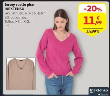 Oferta de Inextenso - Jersey Cuello Pico por 11,99€ en Alcampo