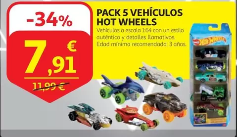 Oferta de Hot Wheels - Pack 5 Vehículos por 7,91€ en Alcampo