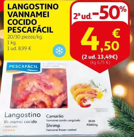 Oferta de Frozen - Langostino Vannamei Cocido por 8,99€ en Alcampo