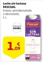 Oferta de Pascual - Leche Sin Lactosa por 1,09€ en Alcampo