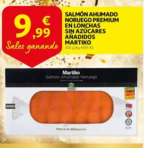 Oferta de Martiko - Salmon Ahumado Noruego Premium En Lonchas Sin Azucares Anadidos por 9,99€ en Alcampo