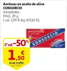 Oferta de Consorcio - Anchoas En Aceite De Oliva por 2,99€ en Alcampo