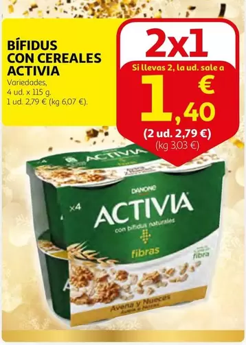 Oferta de Activia - Bífidus Con Cereales por 2,79€ en Alcampo