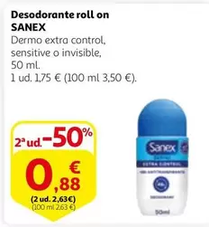 Oferta de Sanex - Desodorante Roll On por 1,75€ en Alcampo