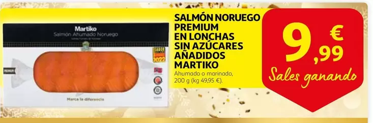 Oferta de Martiko - Salmón Noruego Premium En Lonchas Sin Azucares Anadidos por 9,99€ en Alcampo