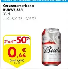 Oferta de Budweiser - Cerveza Americana por 0,88€ en Alcampo