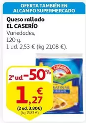 Oferta de El Caserío - Queso Rallado por 2,53€ en Alcampo